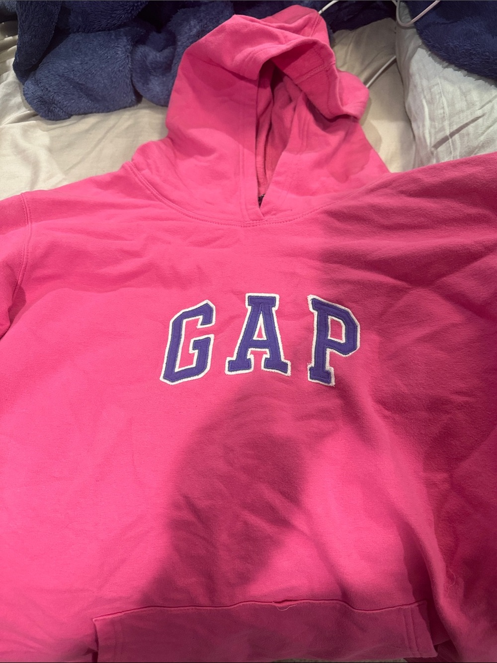 GAP Bright Pink Hooded Sweatshirt with Blue Logo